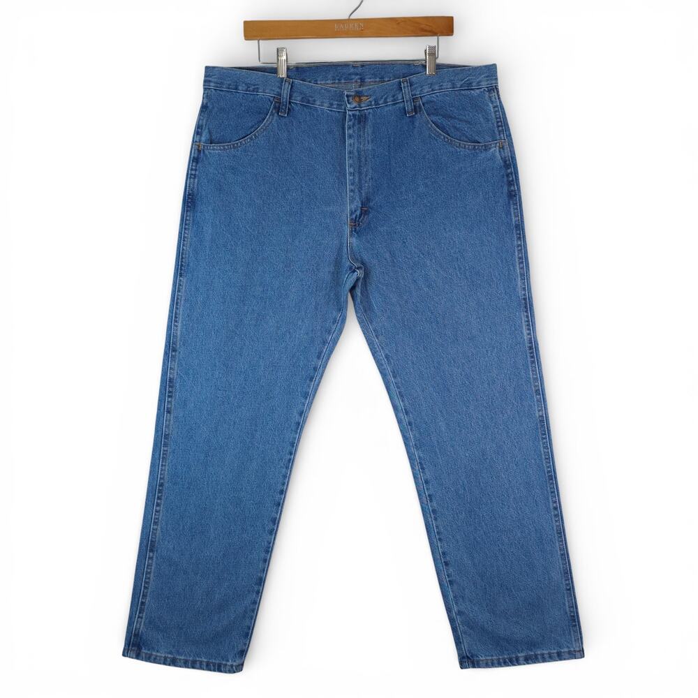 Wrangler Rustler Jeans Mens 38x29 Blue Denim Regular‎ Fit Straight Leg Workwear
